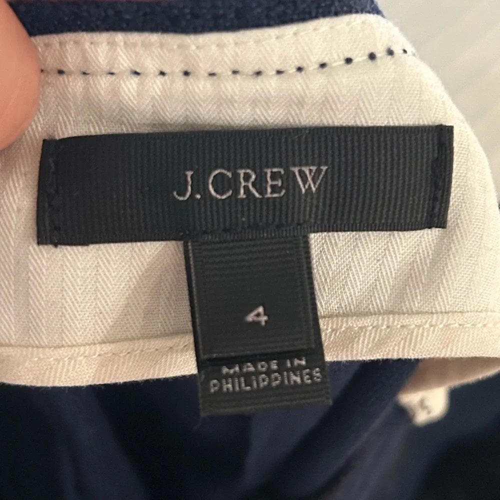 J. Crew 100% Linen Sailor Wide Leg Cropped Pants in Navy - Size 4